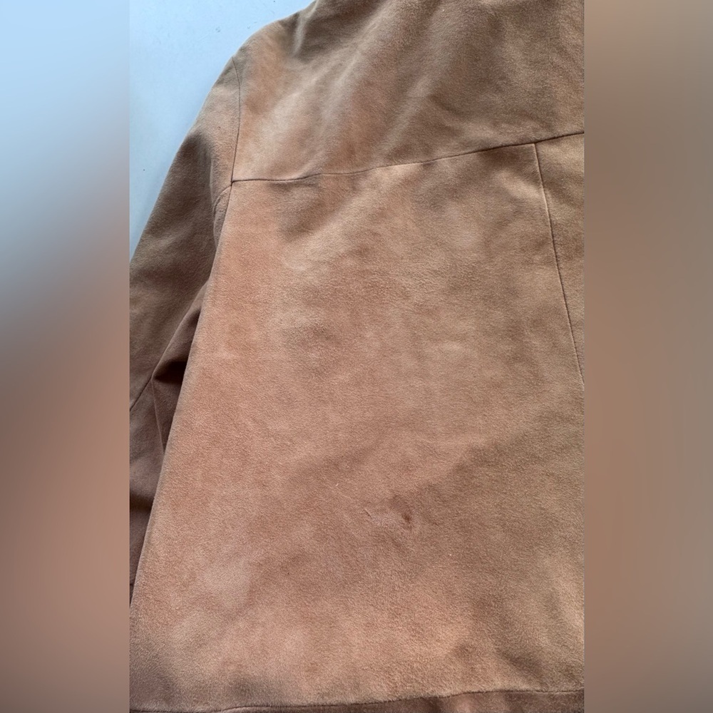Max Mara Leather Suede Zip Up Chore Blazer Jacket Women’s Size 8 *Flaws - Picture 13 of 15